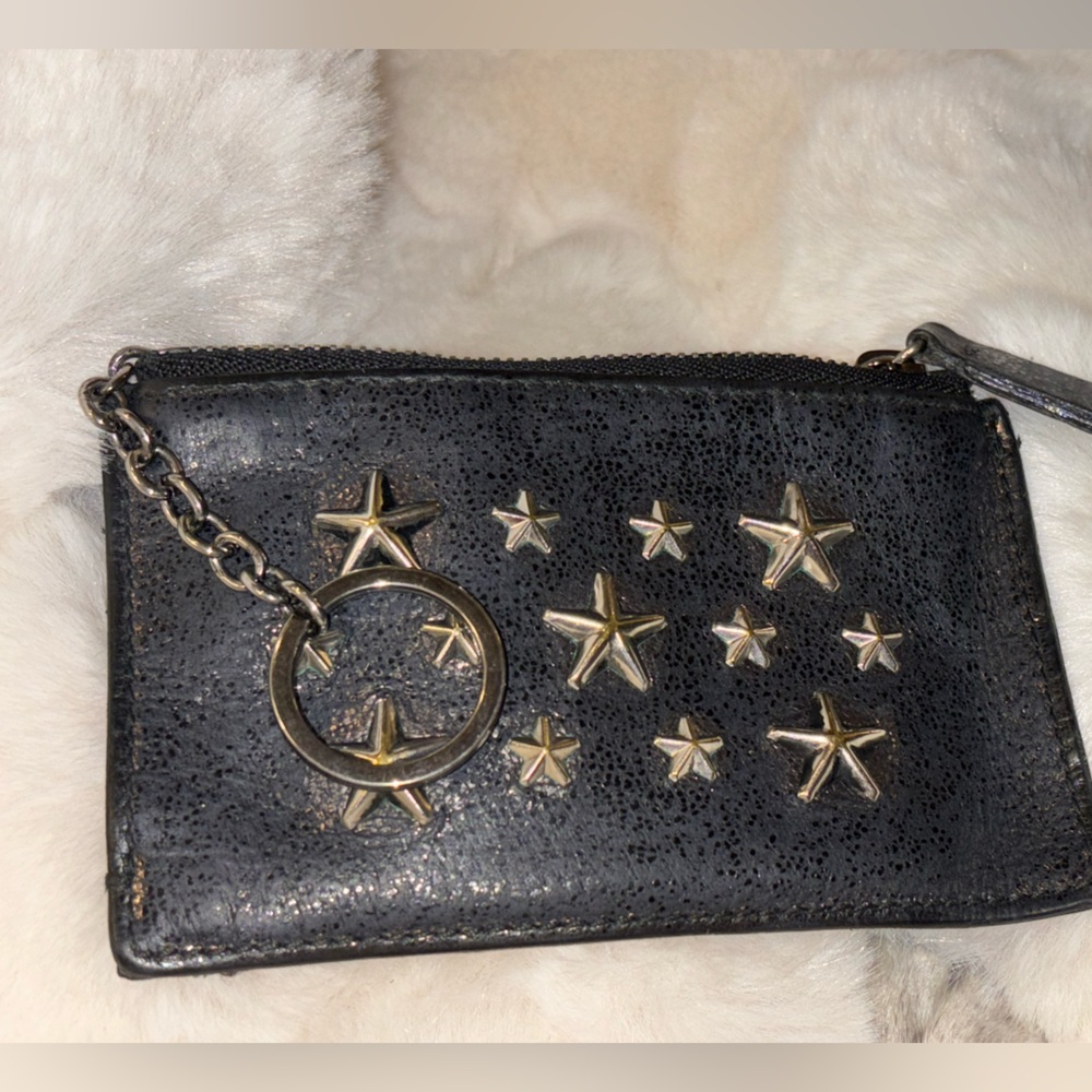 Jimmy Choo Black Clutch with Gold Star Accents